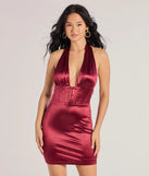 Own every entrance in the Pour It Up Halter Corset Satin Mini Dress, a burgundy party dress perfect for milestone birthdays and grad parties, or dancing through summer nights and unforgettable bachelorette celebrations.