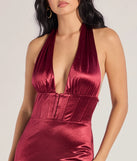 Own every entrance in the Pour It Up Halter Corset Satin Mini Dress, a burgundy party dress perfect for milestone birthdays and grad parties, or dancing through summer nights and unforgettable bachelorette celebrations.