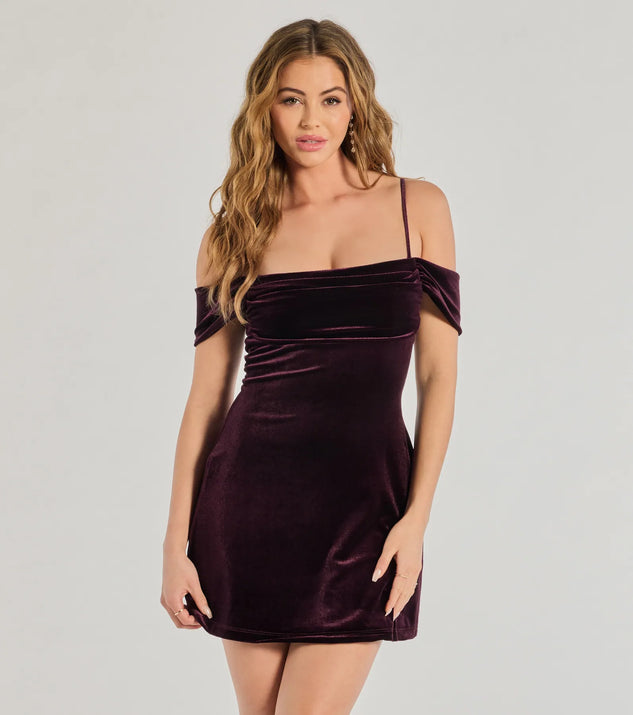 windsor purple velvet dress Alondra Ruched Velvet Front Slit Mermaid Dress