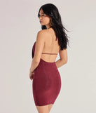 Own every entrance in the Glam Factor Glitter Knit Cowl Neck Mini Dress, a burgundy party dress perfect for milestone birthdays and grad parties, or dancing through summer nights and unforgettable bachelorette celebrations.