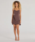 Make a bold statement in the Flirty Glam Backless Glitter Knit Mini Dress in brown, the perfect summer dress for weddings, cocktail hours, nights out, and/or seasonal celebrations.