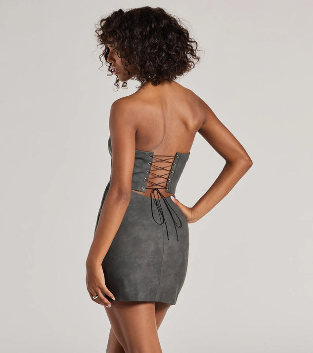 Western Baddie Strapless Lace-Up Mini Dress | Windsor