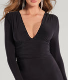 Ode To Chic Long Sleeve Mini Dress, a trendy black mini dress featuring modern details and a fresh seasonal hue, perfect for creating chic 2025 looks.
