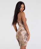 Whether you're headed to brunch or running errands, the Inspired Art Abstract Bodycon Mini Dress in taupe delivers effortless style in a breathable, go-to casual dress.