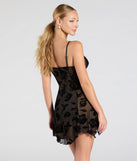 Bring high-impact style to your nightlife in the A Touch Of Love Flocked Velvet Floral Lace-Up Mini Dress, a bold black club dress made for dancing, parties, and unforgettable nights.