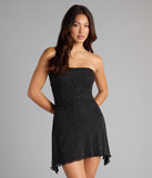 Shine Tonight Rhinestone Strapless Mini Dress