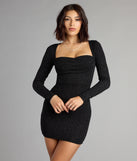 All Night Sparkle Glitter Long Sleeve Mini Dress