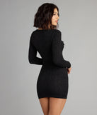 All Night Sparkle Glitter Long Sleeve Mini Dress
