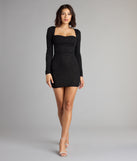 All Night Sparkle Glitter Long Sleeve Mini Dress