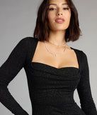 All Night Sparkle Glitter Long Sleeve Mini Dress
