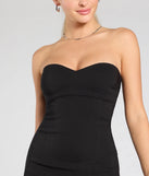 Bring high-impact style to your nightlife in the Daring And Divine Strapless Bodycon Mini Dress, a bold black club dress made for dancing, parties, and unforgettable nights.