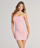 Shimmer All Night Strapless Sequin Mini Dress, a trendy blush mini dress featuring modern details and a fresh seasonal hue, perfect for creating chic 2025 looks.