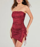 Flaunt your silhouette in the tight Turn The Music Up Rhinestone Satin Mini Dress in wine, a bodycon dress that empowers your look with bold style and effortless edge.