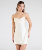 Feel confident and photo-ready in the Sleek Sophistication A-Line Pleated Mini Dress, a ivory graduation dress perfect for 2025 ceremonies and parties.