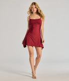 Make a bold statement in the Chic Club Cowl Neck A-Line Mini Dress in wine, the perfect summer dress for weddings, cocktail hours, nights out, and/or seasonal celebrations.