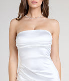 Make a bold statement in the Make It Known Satin Strapless Pleat Mini Dress in white, the perfect summer dress for weddings, cocktail hours, nights out, and/or seasonal celebrations.
