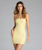 Flaunt your silhouette in the tight Bring The Party Sequin Bodycon Mini Dress in yellow, a bodycon dress that empowers your look with bold style and effortless edge.