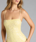 Flaunt your silhouette in the tight Bring The Party Sequin Bodycon Mini Dress in yellow, a bodycon dress that empowers your look with bold style and effortless edge.