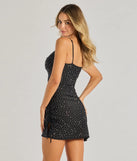 Flaunt your silhouette in the tight Shine Bright Like A Diamond Rhinestone Mini Dress in black, a bodycon dress that empowers your look with bold style and effortless edge.