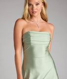 Chic Amore Strapless Pleated Satin A-Line Mini Dress