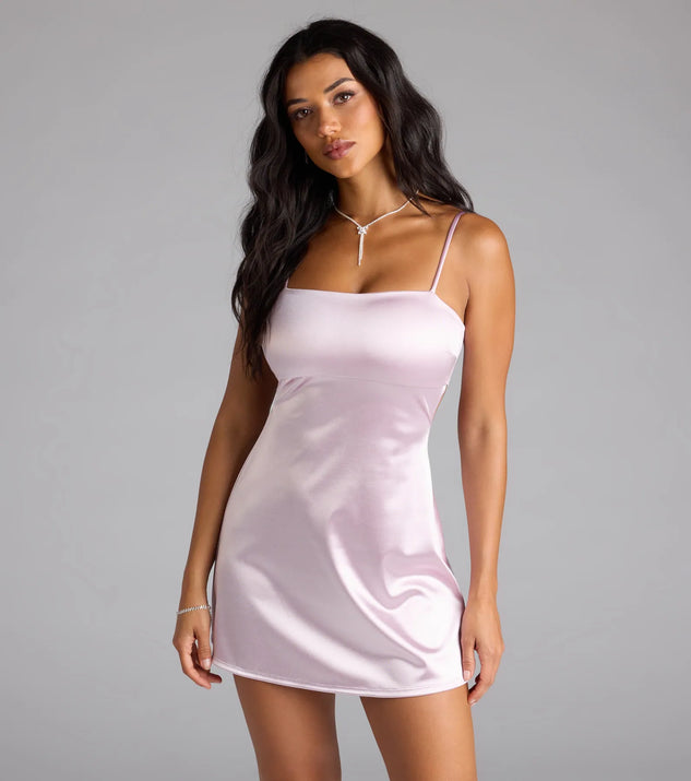 Shine with confidence, elegance, and standout style in the Gorgeous Evening Cutout Satin Mini Dress—a lavender graduation dress designed with a fresh silhouette and the latest trends.
