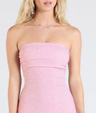 Make a bold statement in the Glittering Magic Strapless A-Line Mini Dress in pink, the perfect summer dress for weddings, cocktail hours, nights out, and/or seasonal celebrations.
