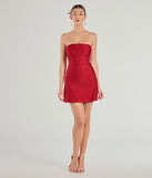 Make a bold statement in the So Your Vibe Strapless A-line Mini Dress in red, the perfect summer dress for weddings, cocktail hours, nights out, and/or seasonal celebrations.
