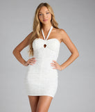Dedicated To Chic Halter Pearl Mini Dress