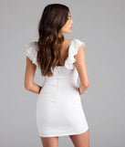 Shine with confidence, elegance, and standout style in the Arrive On The Scene Ruffle Bodycon Crepe Mini Dress—a white graduation dress designed with a fresh silhouette and the latest trends.