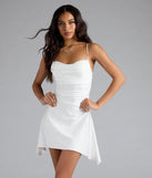 Shine with confidence, elegance, and standout style in the Set The Vibe Asymmetric A-Line Mini Dress—a white graduation dress designed with a fresh silhouette and the latest trends.