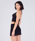 Flaunt your silhouette in the tight Heavenly Curves Halter Cutout Mesh Mini Dress in black, a bodycon dress that empowers your look with bold style and effortless edge.