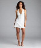 Feel confident and photo-ready in the Pretty Picture Halter A-Line Mini Dress, a white graduation dress perfect for 2025 ceremonies and parties.