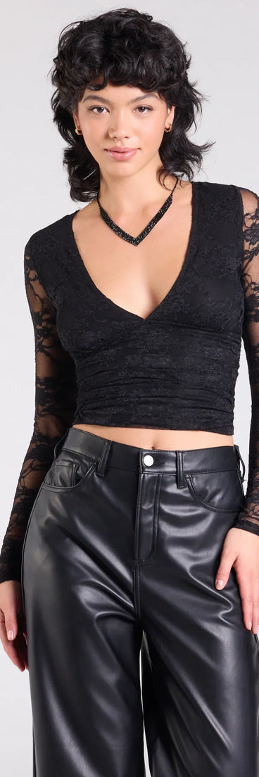 From bold to effortless, the Sultry And Chic Sheer Lace Long Sleeve Top lets you define your vibe with black tops that speak your style.