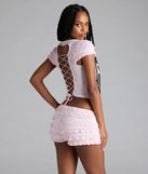 Summer Spice Lace-Up Ruffle Crop Top