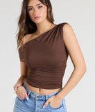 From bold to effortless, the Flirty Style One Shoulder Crop Top lets you define your vibe with brown tops that speak your style.