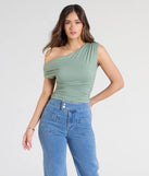 From bold to effortless, the Flirty Style One Shoulder Crop Top lets you define your vibe with sage green tops that speak your style.