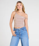 The Iconic Chic One-Shoulder Crop Top in tan brings edge and energy to your vibe, ready to elevate any festival look or concert outfit.