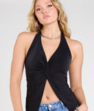 From bold to effortless, the Routinely Cute Halter Knot Crop Top lets you define your vibe with black tops that speak your style.