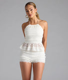 Eyes On You Halter Strappy Back Lace Top