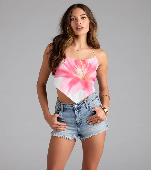 Get Your Flirt On Floral Open Back Crop Top