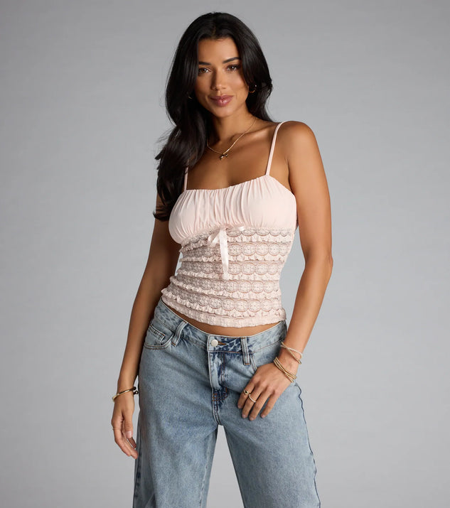 Sweet Talk Bow Lace Cami Top | Windsor