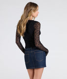 With its midriff cut and trend-forward fit, the Tempting Allure Long Sleeve Lace Crop Top is a black crop top made to pair with skirts, denim, or whatever vibe you're feeling this season.
