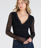 From bold to effortless, the Tempting Allure Long Sleeve Lace Crop Top lets you define your vibe with black tops that speak your style.