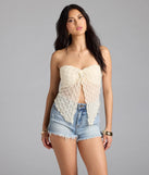 Add a summer refresh to your look with the Hot To Go Strapless Slit Crop Top, a trendy top in ivory made for easy styling for any vibe.