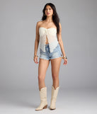 Add a summer refresh to your look with the Hot To Go Strapless Slit Crop Top, a trendy top in ivory made for easy styling for any vibe.