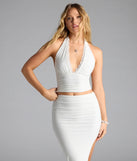 Flirty Ways Halter Lace Trim Crop Top
