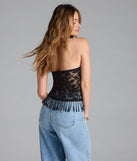 From bold to effortless, the Play My Song Lace Fringe Crop Top lets you define your vibe with black tops that speak your style.