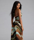 Sultry Effect Abstract Cowl Halter Crop Top