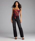 So Fly Abstract Slit Crop Top