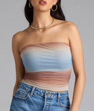 Artsy Allure Abstract Print Mesh Tube Top